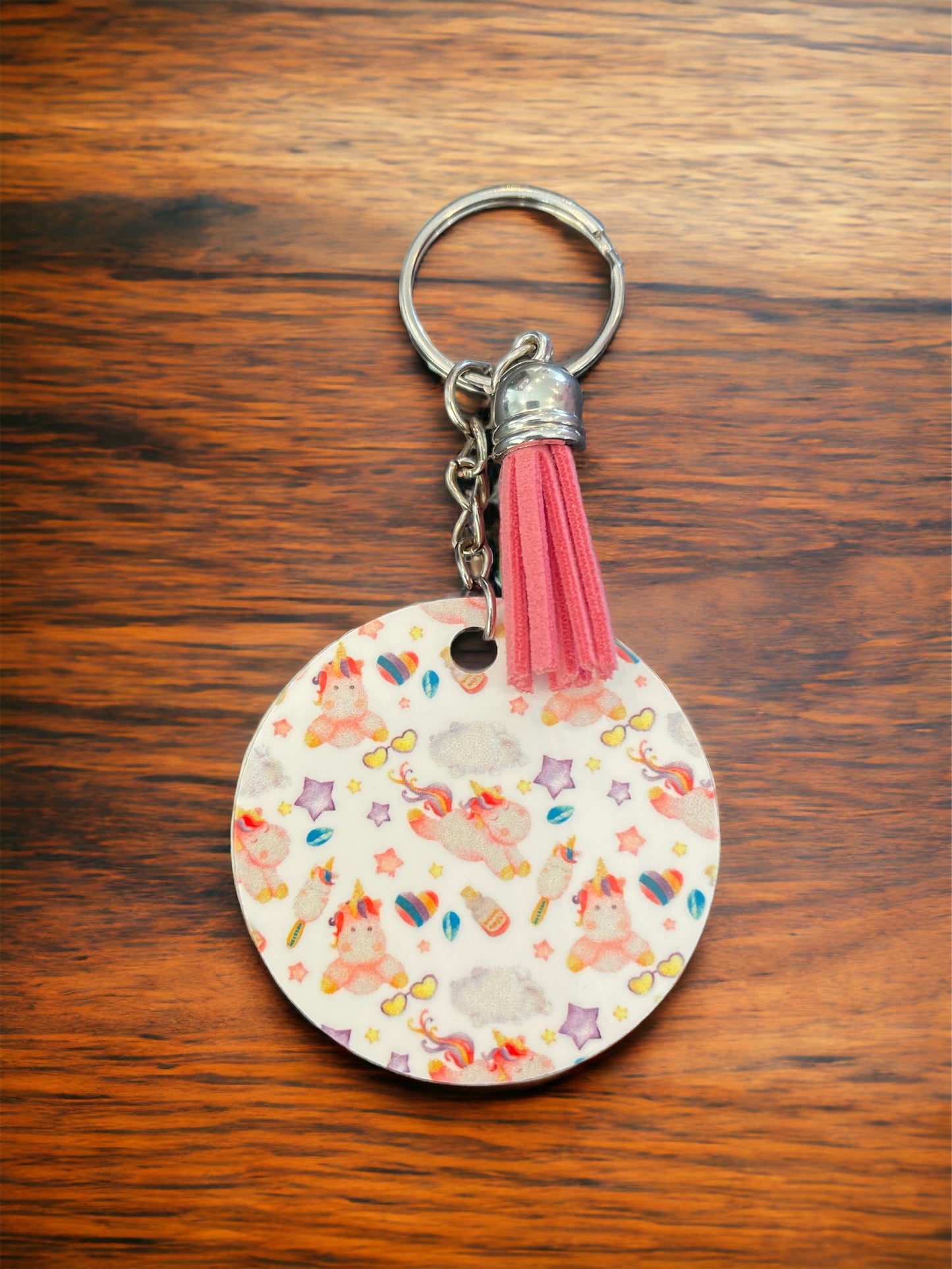 Round Unicorn Keychain